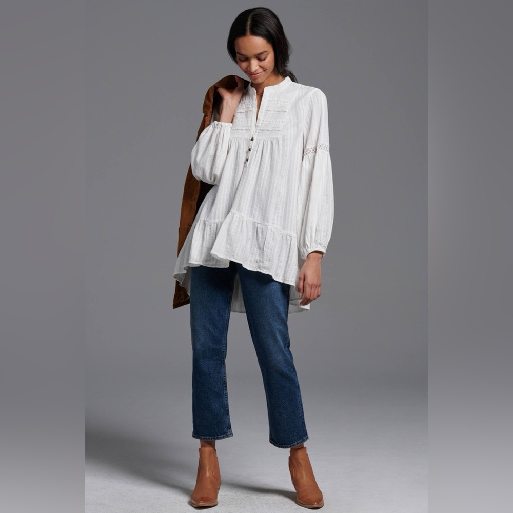 Anthropologie Haley Embroidered Lace Tunic Blouse
